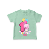 Celebrate The First Month Birthday Customised T-Shirt - MINT GREEN - 0 - 5 Months Old (Chest 17")
