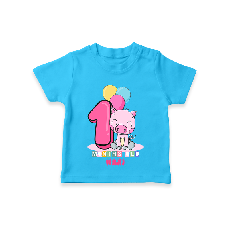 Celebrate The First Month Birthday Customised T-Shirt - SKY BLUE - 0 - 5 Months Old (Chest 17")