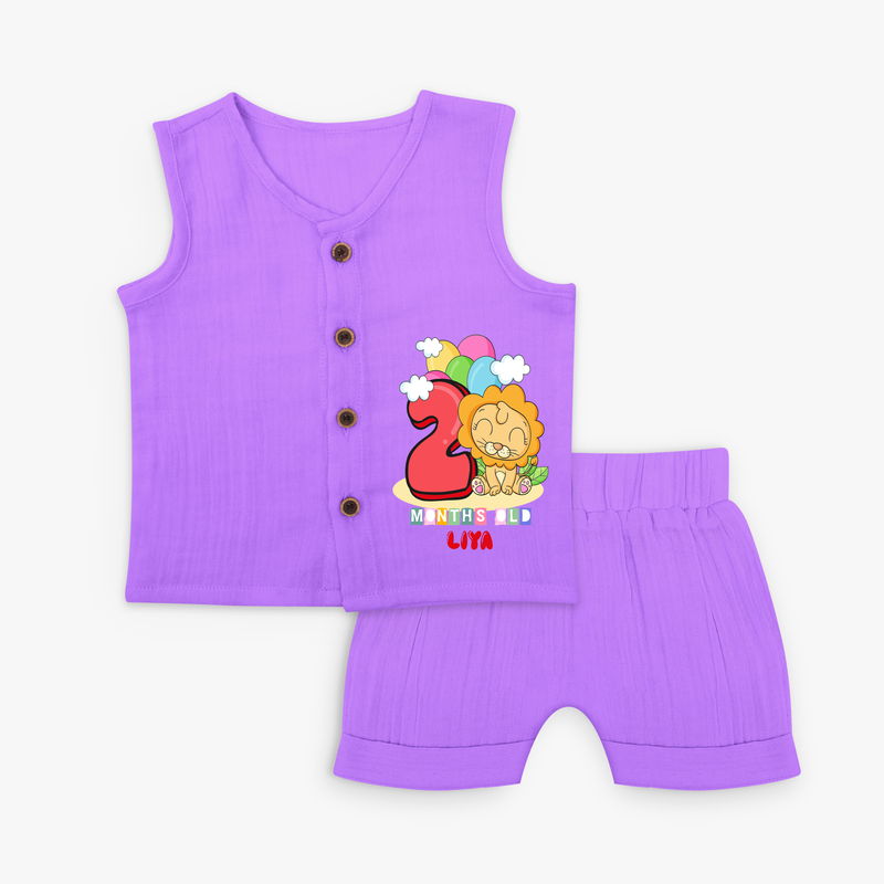 Celebrate The Second Month Birthday Customised Jabla set - PURPLE - 0 - 3 Months Old (Chest 9.8")