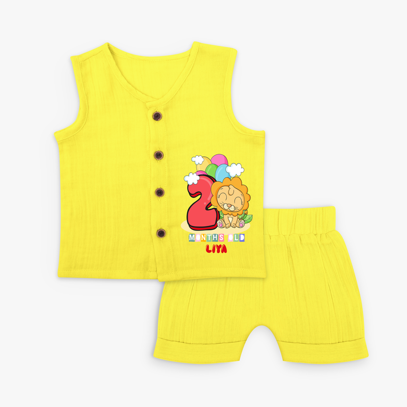 Celebrate The Second Month Birthday Customised Jabla set - YELLOW - 0 - 3 Months Old (Chest 9.8")