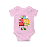Custom Baby Romper/Onesie for 2 Month Milestone | Soft Cotton Bodysuit | Personalized Name Print - BABY PINK - New Born (Chest 14")