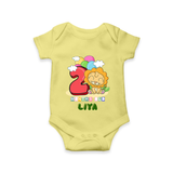 Custom Baby Romper/Onesie for 2 Month Milestone | Soft Cotton Bodysuit | Personalized Name Print - PASTEL YELLOW - New Born (Chest 14")