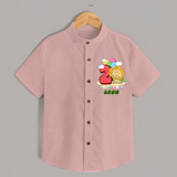 Custom Baby Shirt for 2 Month Milestone | Soft Cotton Shirt | Personalized Name Print - PEACH - 0 - 6 Months Old (Chest 23")