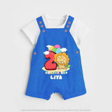 Custom Baby Dungaree Set for 2 Month Milestone | Soft Cotton Dungaree Set | Personalized Name Print - COBALT BLUE - 0 - 5 Months Old (Chest 18")