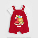 Custom Baby Dungaree Set for 2 Month Milestone | Soft Cotton Dungaree Set | Personalized Name Print - RED - 0 - 5 Months Old (Chest 18")