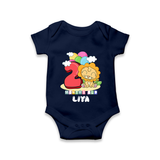 Custom Baby Romper/Onesie for 2 Month Milestone | Soft Cotton Bodysuit | Personalized Name Print - NAVY BLUE - New Born (Chest 14")