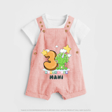 Custom Baby Dungaree Set for 3 Month Milestone | Soft Cotton Dungaree Set | Personalized Name Print - PEACH - 0 - 5 Months Old (Chest 18")