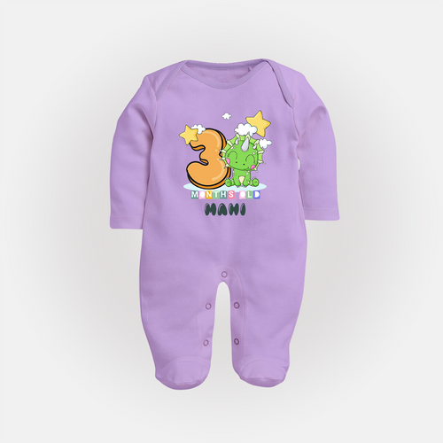 Custom Baby Full Sleeve Bodysuit/ Sleep Suit/ Jumpsuit for 3 Month Milestone | Soft Cotton Full Sleeve Bodysuit/ Sleep Suit/ Jumpsuit | Personalized Name Print