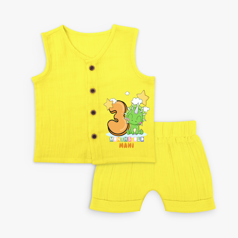 Celebrate The Third Month Birthday Customised Jabla set - YELLOW - 0 - 3 Months Old (Chest 9.8")