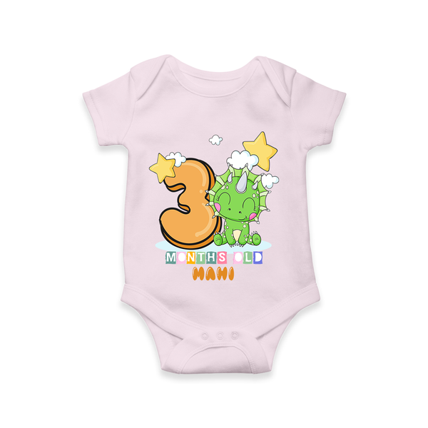 Celebrate The Third Month Birthday Customised  Romper - BABY PINK - 0 - 3 Months Old (Chest 16")