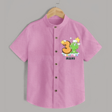 Custom Baby Shirt for 3 Month Milestone | Soft Cotton Shirt | Personalized Name Print - BABY PINK - 0 - 6 Months Old (Chest 23")