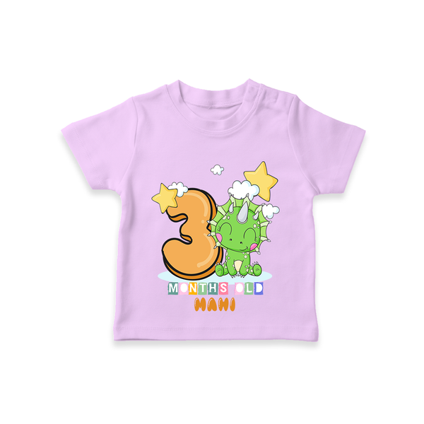 Celebrate The Third Month Birthday Customised T-Shirt - LILAC - 0 - 5 Months Old (Chest 17")