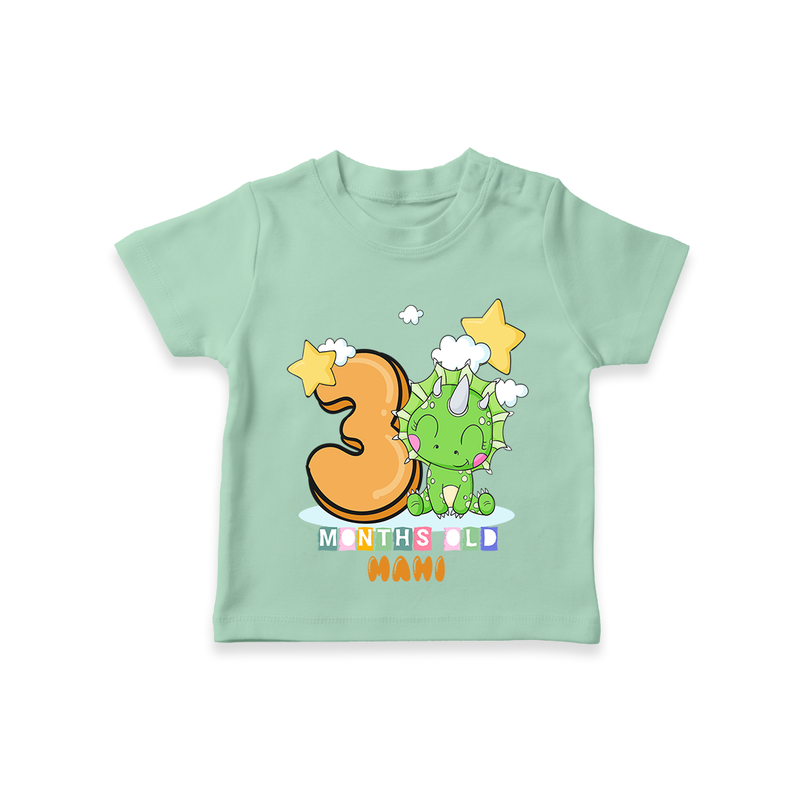 Celebrate The Third Month Birthday Customised T-Shirt - MINT GREEN - 0 - 5 Months Old (Chest 17")