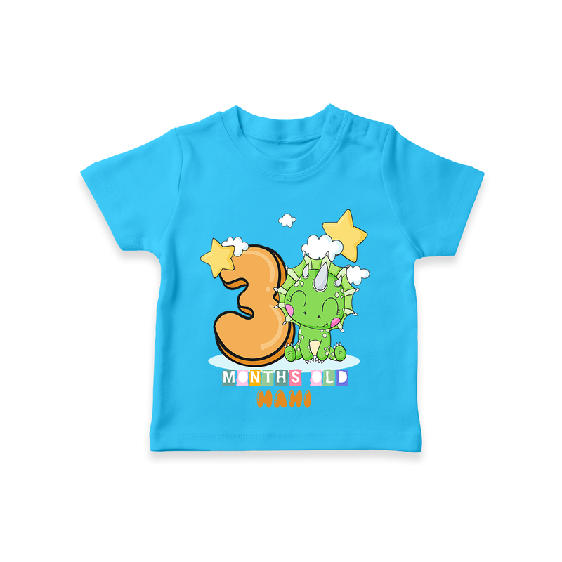 Celebrate The Third Month Birthday Customised T-Shirt - SKY BLUE - 0 - 5 Months Old (Chest 17")
