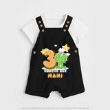Custom Baby Dungaree Set for 3 Month Milestone | Soft Cotton Dungaree Set | Personalized Name Print - BLACK - 0 - 5 Months Old (Chest 18")