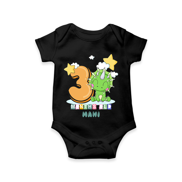 Celebrate The Third Month Birthday Customised  Romper - BLACK - 0 - 3 Months Old (Chest 16")