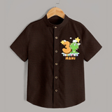 Custom Baby Shirt for 3 Month Milestone | Soft Cotton Shirt | Personalized Name Print - CHOCOLATE BROWN - 0 - 6 Months Old (Chest 23")