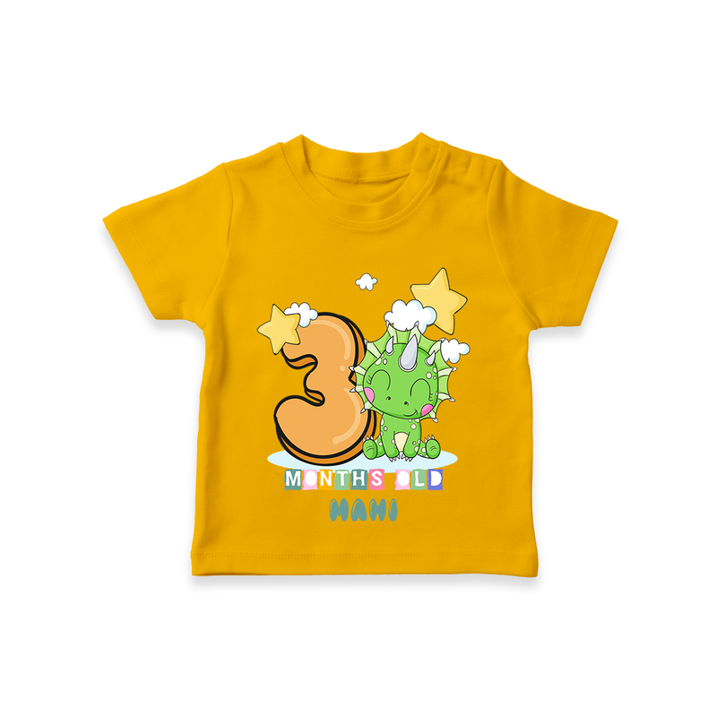 Celebrate The Third Month Birthday Customised T-Shirt - CHROME YELLOW - 0 - 5 Months Old (Chest 17")