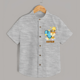 Custom Baby Shirt for 4 Month Milestone | Soft Cotton Shirt | Personalized Name Print - GREY - 0 - 6 Months Old (Chest 23")