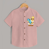 Custom Baby Shirt for 4 Month Milestone | Soft Cotton Shirt | Personalized Name Print - PEACH - 0 - 6 Months Old (Chest 23")