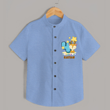 Custom Baby Shirt for 4 Month Milestone | Soft Cotton Shirt | Personalized Name Print - SKY BLUE - 0 - 6 Months Old (Chest 23")