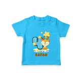 Custom Baby T-Shirt for 4 Month Milestone | Soft Cotton T-Shirt | Personalized Name Print - SKY BLUE - 0-5 Months Old (Chest 17")