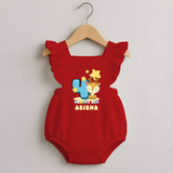 Custom Baby Romper Frock for 4 Month Milestone | Soft Cotton Romper Frock | Personalized Name Print - RED - 0 - 3 Months Old (Chest 19")