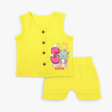 Celebrate The Fifth Month Birthday Customised Jabla set - YELLOW - 0 - 3 Months Old (Chest 9.8")