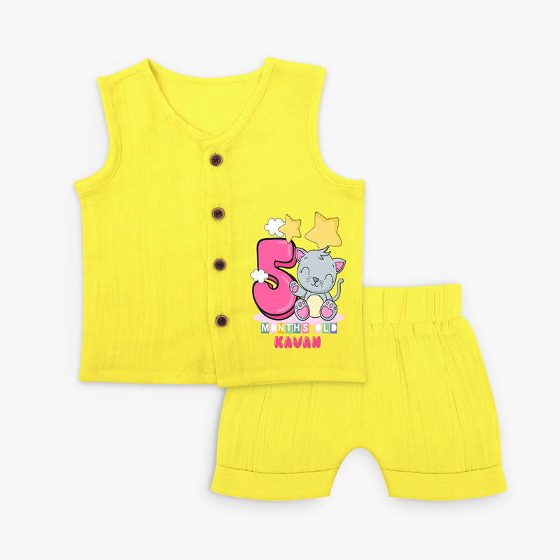 Celebrate The Fifth Month Birthday Customised Jabla set - YELLOW - 0 - 3 Months Old (Chest 9.8")