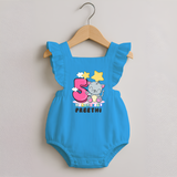 Custom Baby Romper Frock for 5 Month Milestone | Soft Cotton Romper Frock | Personalized Name Print - SKY BLUE - 0 - 3 Months Old (Chest 19")