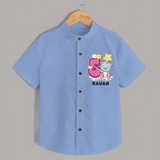 Custom Baby Shirt for 5 Month Milestone | Soft Cotton Shirt | Personalized Name Print - SKY BLUE - 0 - 6 Months Old (Chest 23")