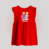 Custom Baby Baby Frock for 5 Month Milestone | Soft Cotton Baby Frock | Personalized Name Print - RED - 0 - 3 Months Old (Chest 17")