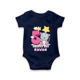 Custom Baby Romper/Onesie for 5 Month Milestone | Soft Cotton Bodysuit | Personalized Name Print - NAVY BLUE - New Born (Chest 14")