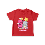 Custom Baby T-Shirt for 5 Month Milestone | Soft Cotton T-Shirt | Personalized Name Print - RED - 0-5 Months Old (Chest 17")