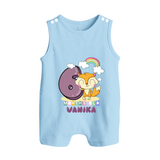 Custom Baby Romper Suit/ Sleeveless Romper for 6 Month Milestone | Soft Cotton Romper Suit/ Sleeveless Romper | Personalized Name Print - BABY BLUE - 0 - 5 Months Old (Chest 18")