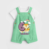 Custom Baby Dungaree Set for 6 Month Milestone | Soft Cotton Dungaree Set | Personalized Name Print - GREEN - 0 - 5 Months Old (Chest 18")
