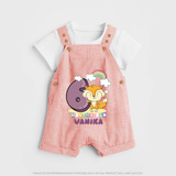 Custom Baby Dungaree Set for 6 Month Milestone | Soft Cotton Dungaree Set | Personalized Name Print - PEACH - 0 - 5 Months Old (Chest 18")
