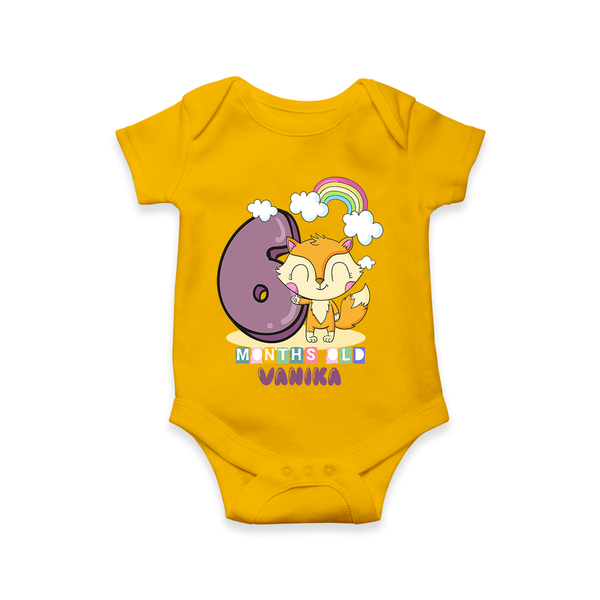 Celebrate The Sixth Month Birthday Customised  Romper - CHROME YELLOW - 0 - 3 Months Old (Chest 16")