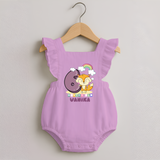 Custom Baby Romper Frock for 6 Month Milestone | Soft Cotton Romper Frock | Personalized Name Print - BABY PINK - 0 - 3 Months Old (Chest 19")