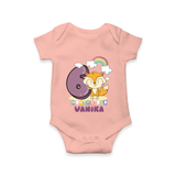 Custom Baby Romper/Onesie for 6 Month Milestone | Soft Cotton Bodysuit | Personalized Name Print - PEACH - New Born (Chest 14")