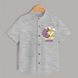 Custom Baby Shirt for 6 Month Milestone | Soft Cotton Shirt | Personalized Name Print - GREY - 0 - 6 Months Old (Chest 23")