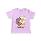Custom Baby T-Shirt for 6 Month Milestone | Soft Cotton T-Shirt | Personalized Name Print - LILAC - 0-5 Months Old (Chest 17")