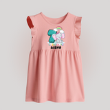 Custom Baby Baby Frock for 7 Month Milestone | Soft Cotton Baby Frock | Personalized Name Print - BABY PINK - 0 - 3 Months Old (Chest 17")