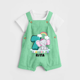 Custom Baby Dungaree Set for 7 Month Milestone | Soft Cotton Dungaree Set | Personalized Name Print - GREEN - 0 - 5 Months Old (Chest 18")