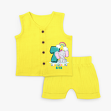Celebrate The Seventh Month Birthday Customised Jabla set - YELLOW - 0 - 3 Months Old (Chest 9.8")