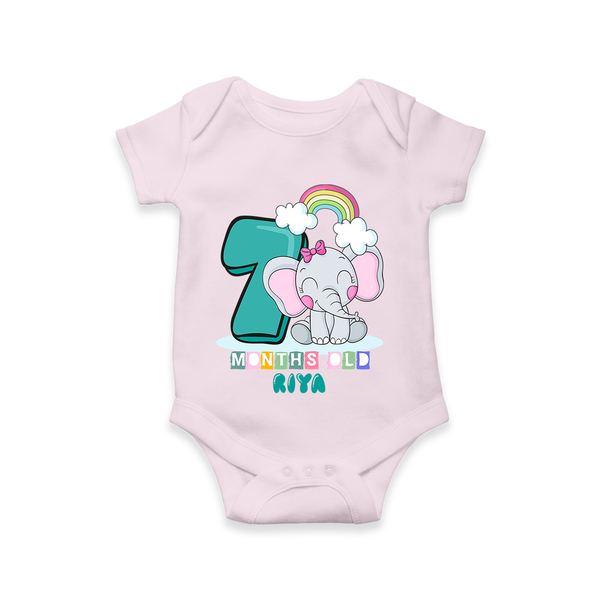 Celebrate The Seventh Month Birthday Customised  Romper - BABY PINK - 0 - 3 Months Old (Chest 16")