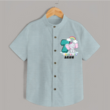 Custom Baby Shirt for 7 Month Milestone | Soft Cotton Shirt | Personalized Name Print - ARCTIC BLUE - 0 - 6 Months Old (Chest 23")