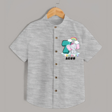 Custom Baby Shirt for 7 Month Milestone | Soft Cotton Shirt | Personalized Name Print - GREY - 0 - 6 Months Old (Chest 23")