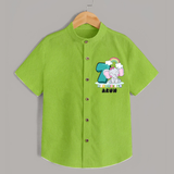 Custom Baby Shirt for 7 Month Milestone | Soft Cotton Shirt | Personalized Name Print - LIME GREEN - 0 - 6 Months Old (Chest 23")