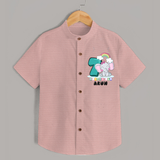 Custom Baby Shirt for 7 Month Milestone | Soft Cotton Shirt | Personalized Name Print - PEACH - 0 - 6 Months Old (Chest 23")